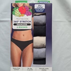 Fruit of the Loom 6pk Seamless 360° Stretch Bikinis - Black, Gray, Tan